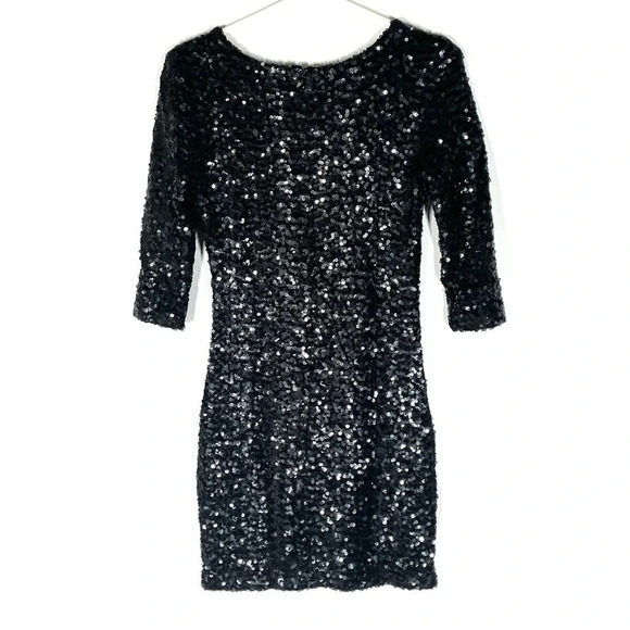 BB Dakota Little Black Sequin Bodycon Mini Dress Size XS - Picture 8 of 8
